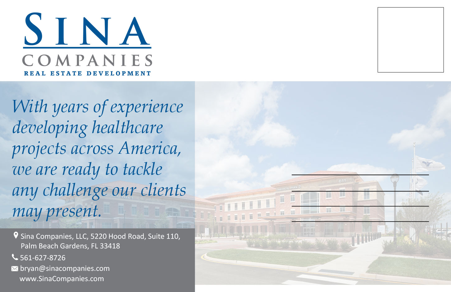 Postcard Design by Parul for Sina Companies LLC | Design #17030583