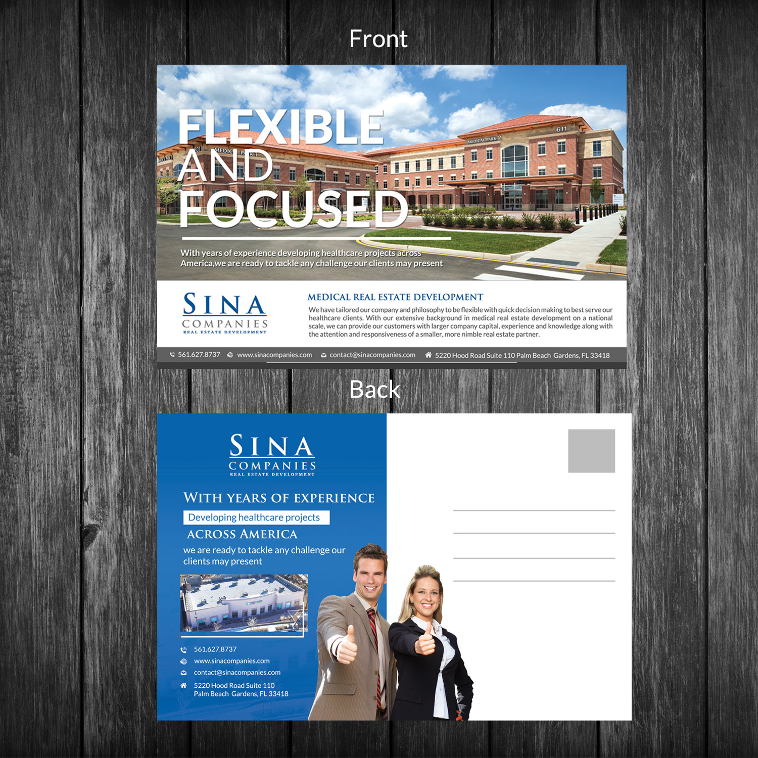 Postcard Design by creative.bugs for Sina Companies LLC | Design #17089001
