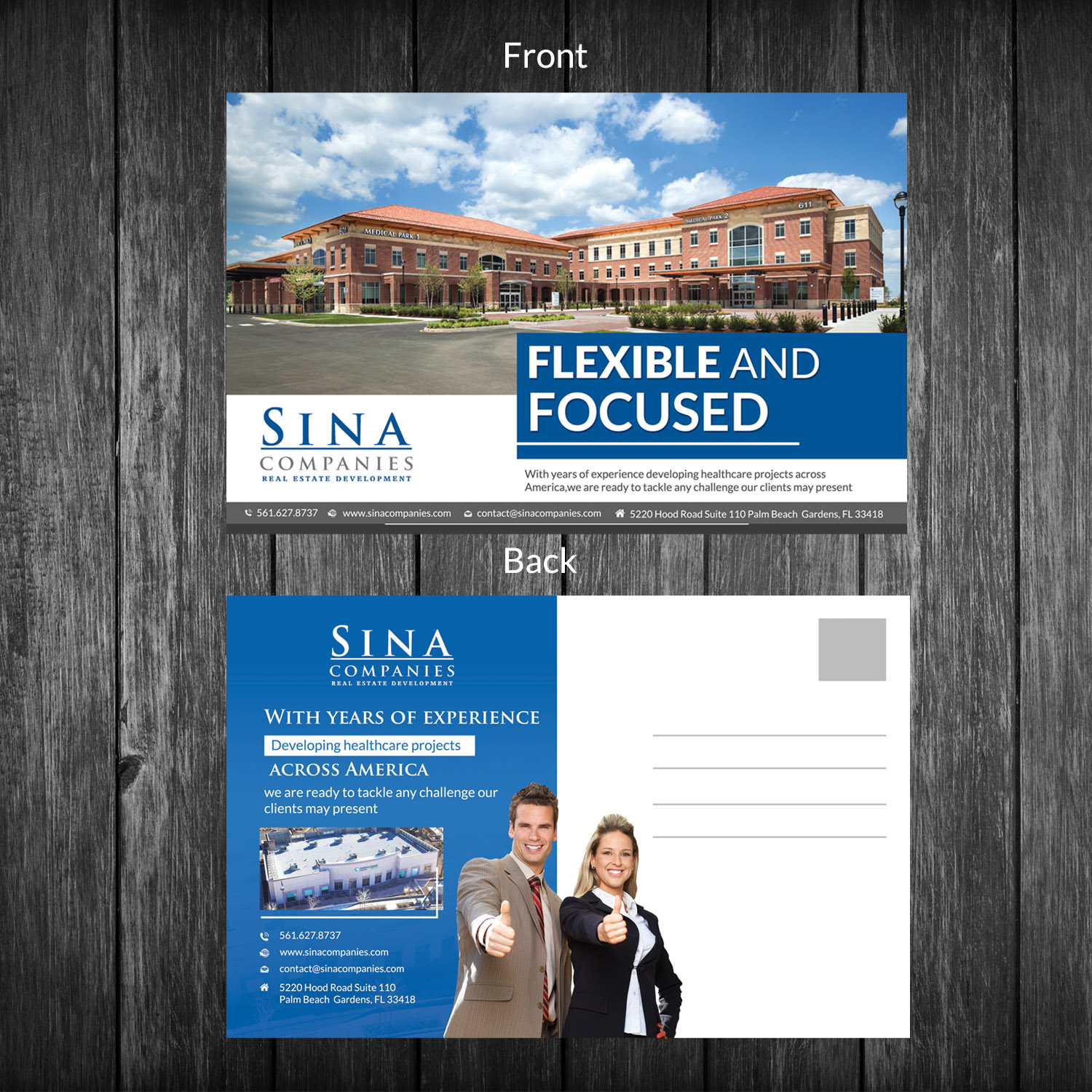 Postcard Design by creative.bugs for Sina Companies LLC | Design #17089002