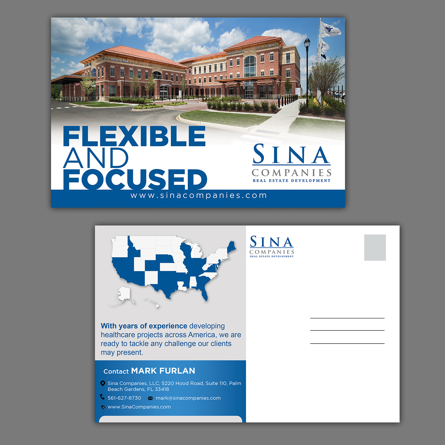 Design de Carte Postale par aspiremedia pour Sina Companies LLC | Design #17117659