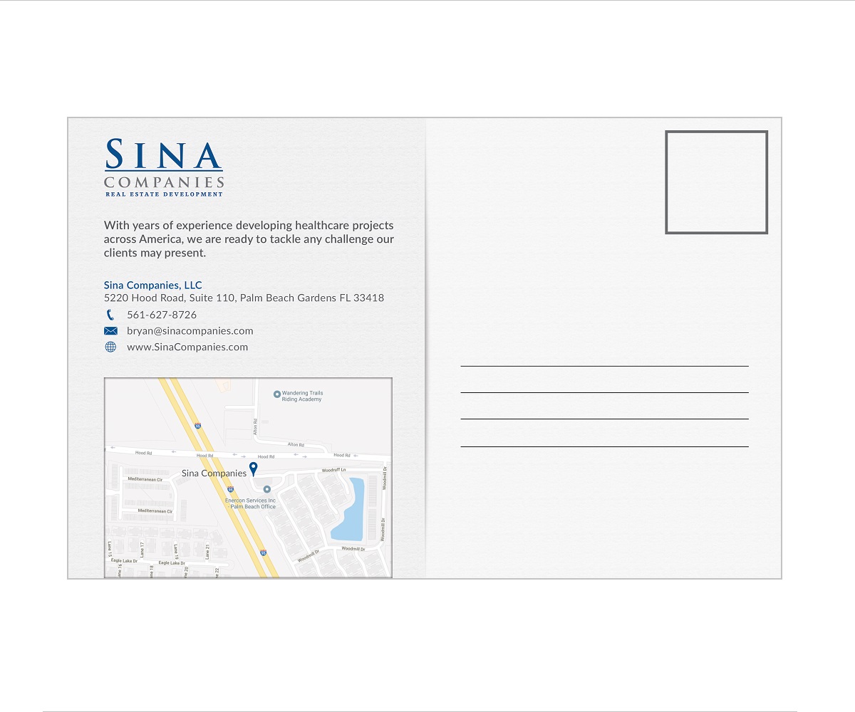 Postcard Design by benzing for Sina Companies LLC | Design #17062659