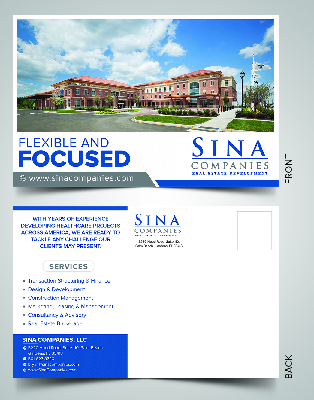Postcard Design by SAI DESIGNS for Sina Companies LLC | Design #17121350