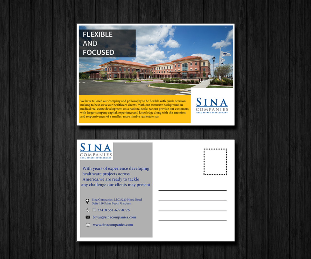 Postcard Design by Chanchal 2 for Sina Companies LLC | Design #17093637