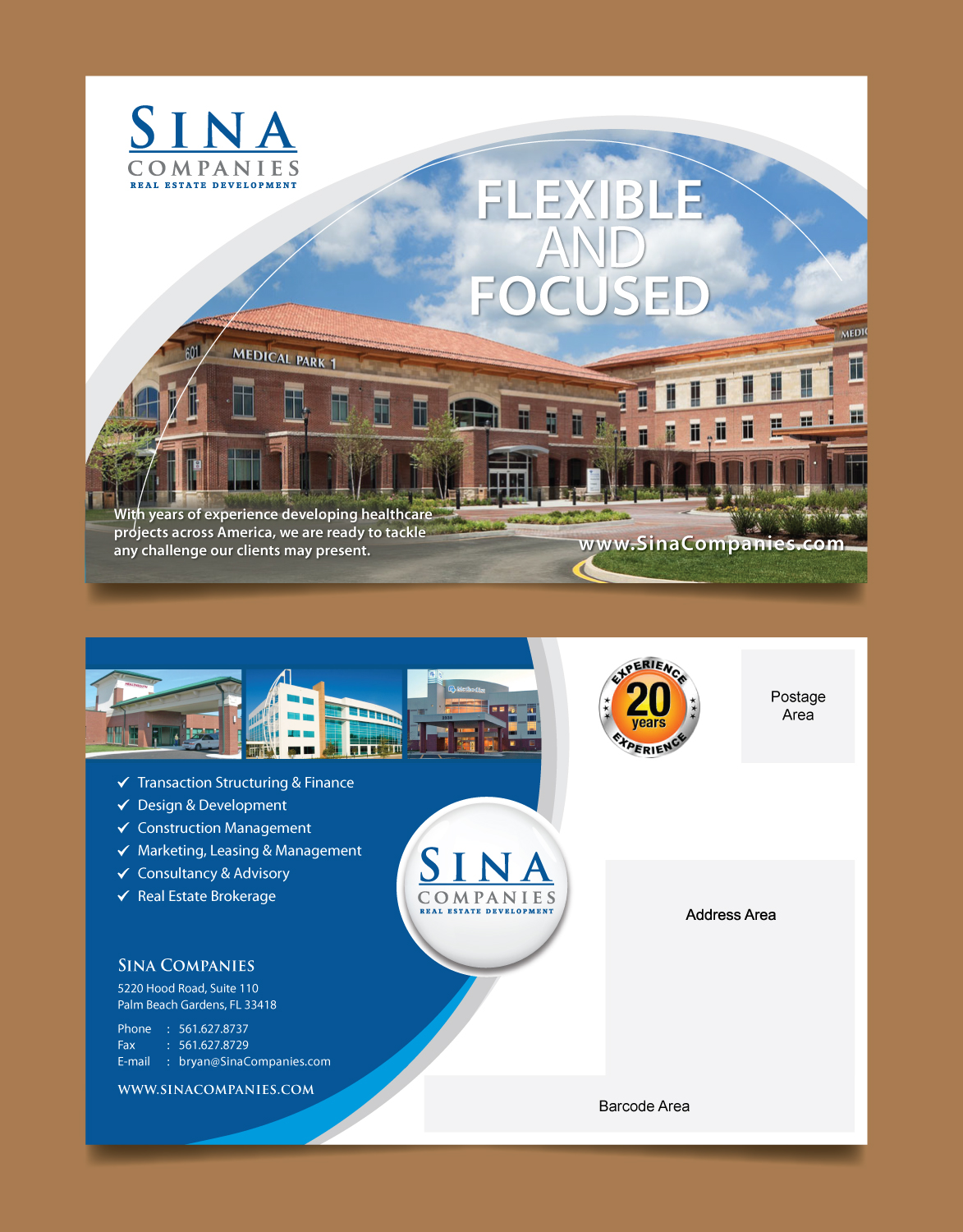 Postcard Design by meet007 for Sina Companies LLC | Design #17052413
