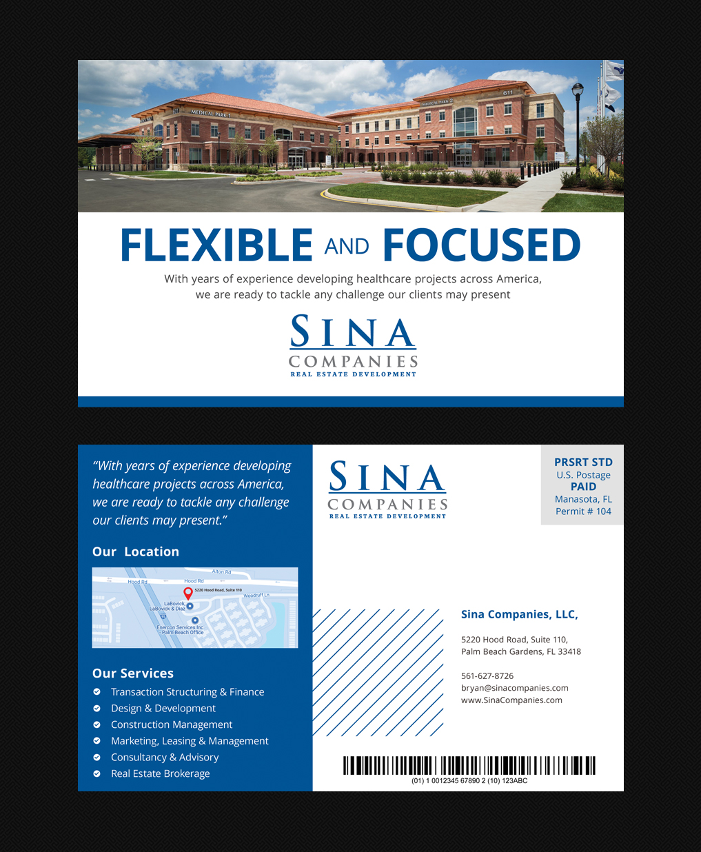 Postcard Design by designhero for Sina Companies LLC | Design #17017867