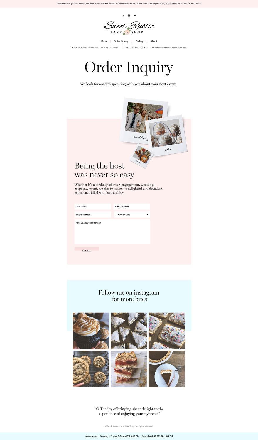 Wordpress Design by WYSIWYG for Sweet Rustic Bake Shop | Design #17014675