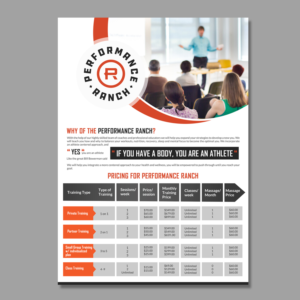 Diseño de Flyer por creative.bugs para Performance Ranch | Diseño: #16972260