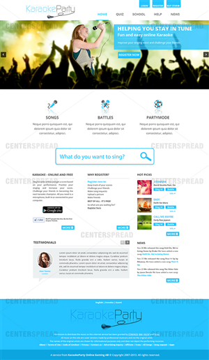 Diseño Web por CENTERSPREAD para Karaokeparty Online Gaming AB | Diseño #2729107