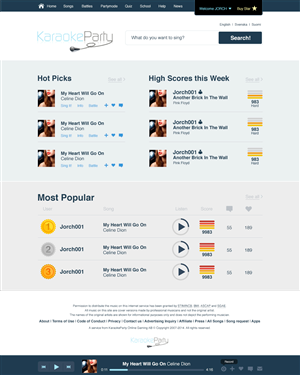Web Design by  Jorch for Karaokeparty Online Gaming AB | Design: #3015616