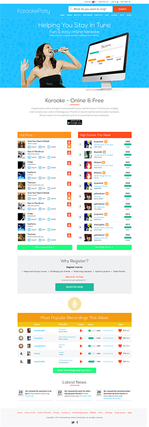 Diseño Web por Mayank Patel para Karaokeparty Online Gaming AB | Diseño #2722813