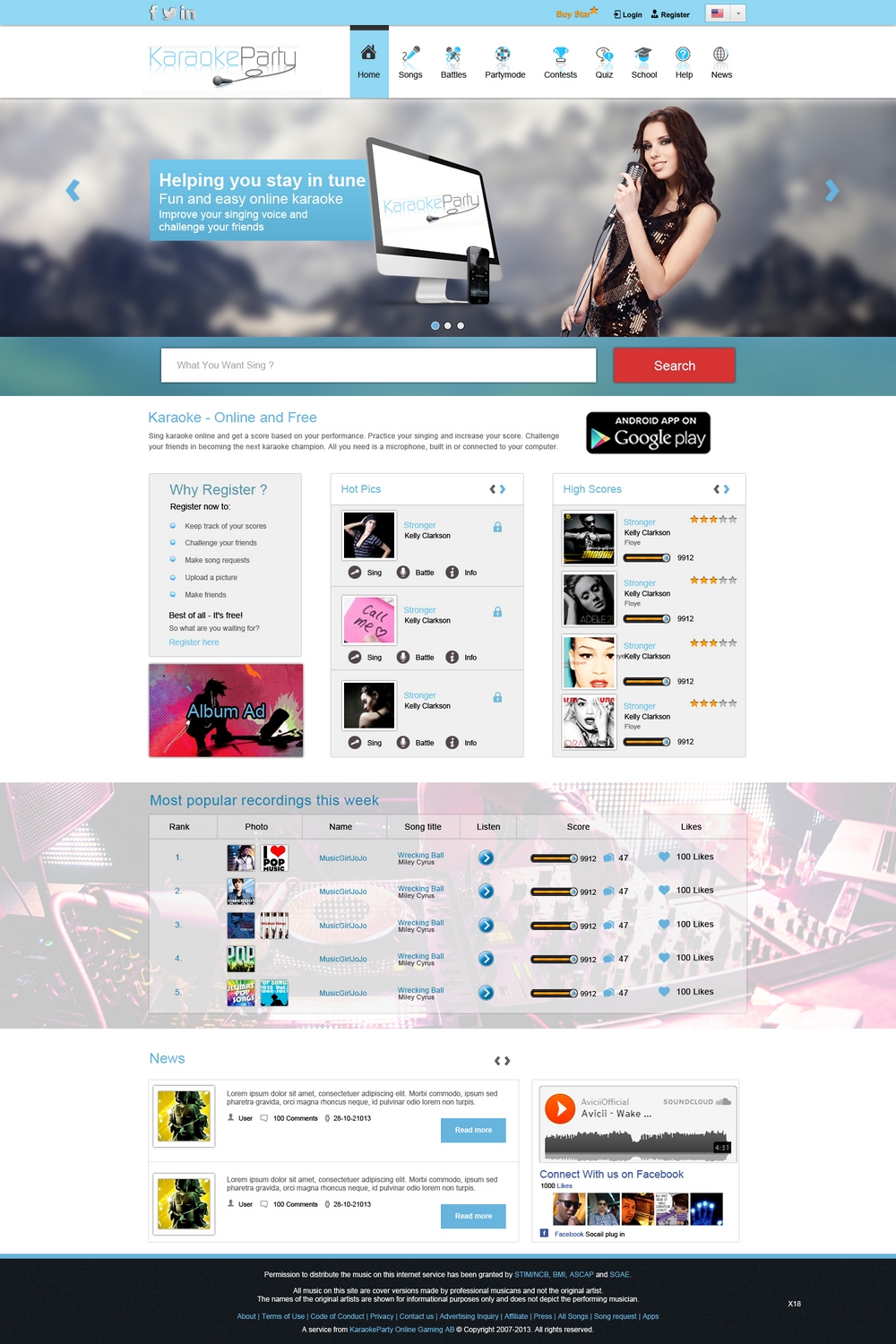 Web Design by pb for Karaokeparty Online Gaming AB | Design #2699783