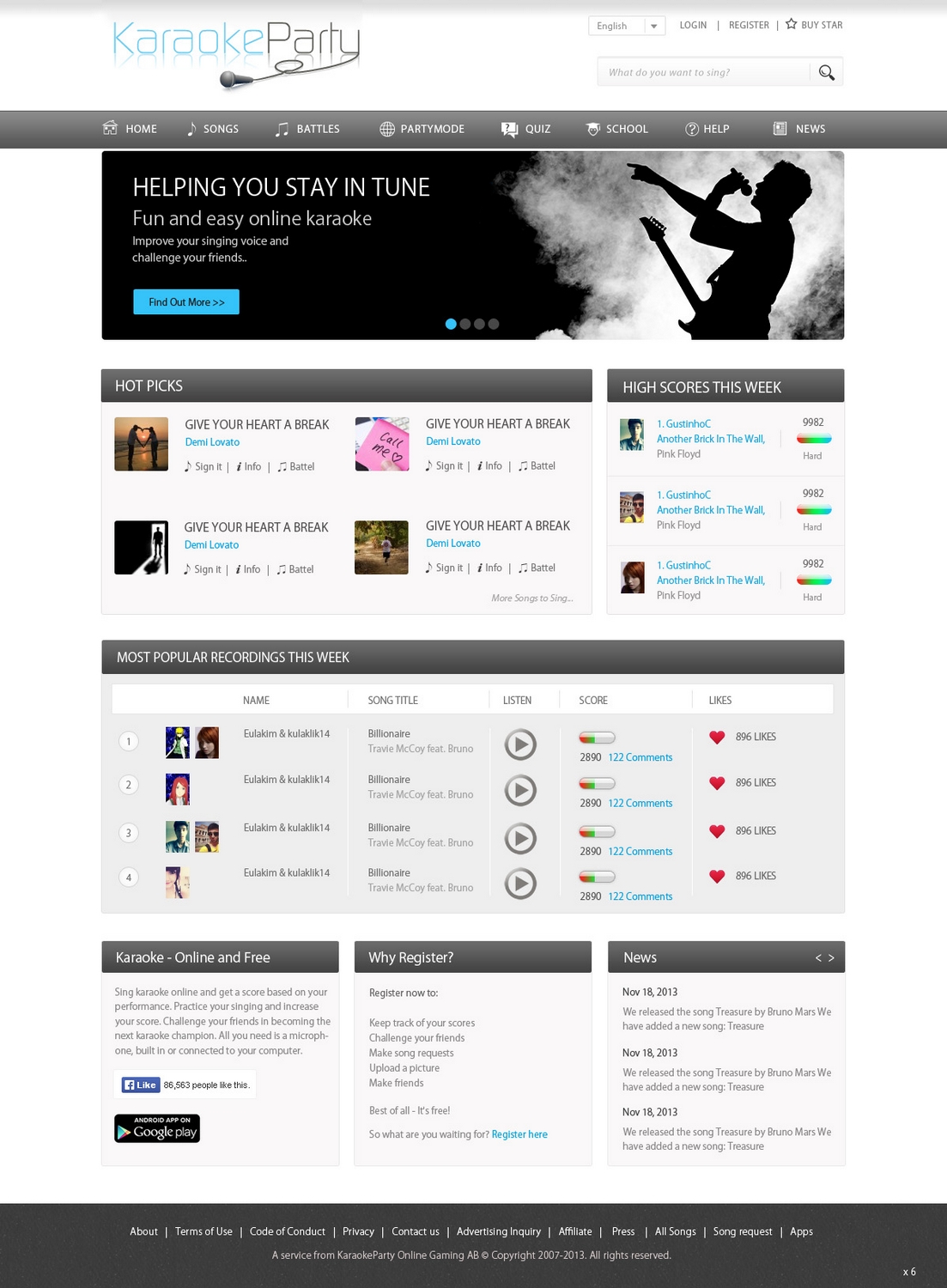 Web Design by pb for Karaokeparty Online Gaming AB | Design #2699788