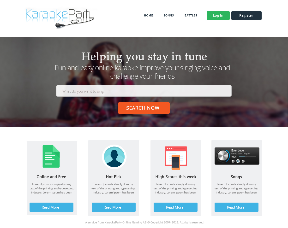 Web Design by OM for Karaokeparty Online Gaming AB | Design #2739606