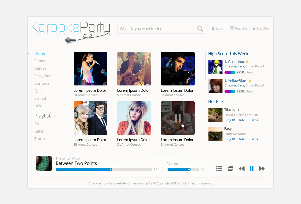 Web Design by OM for Karaokeparty Online Gaming AB | Design #2752628