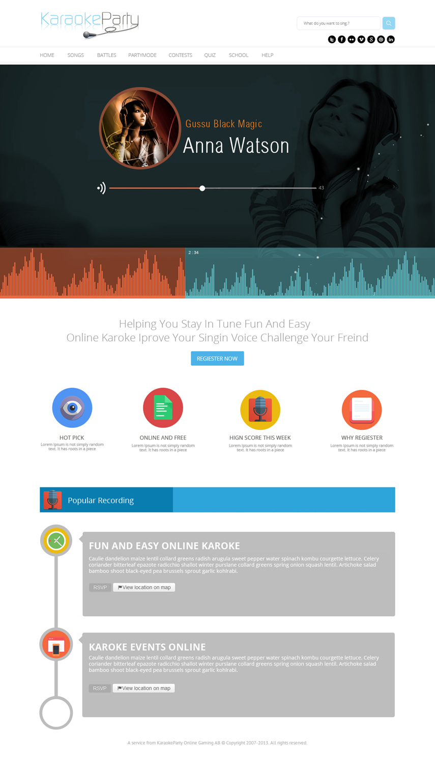 Web Design by OM for Karaokeparty Online Gaming AB | Design #2752660