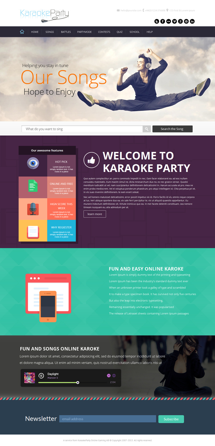 Web Design by OM for Karaokeparty Online Gaming AB | Design #2752664