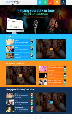Web Design by Creative Usha for Karaokeparty Online Gaming AB | Design: #2837639