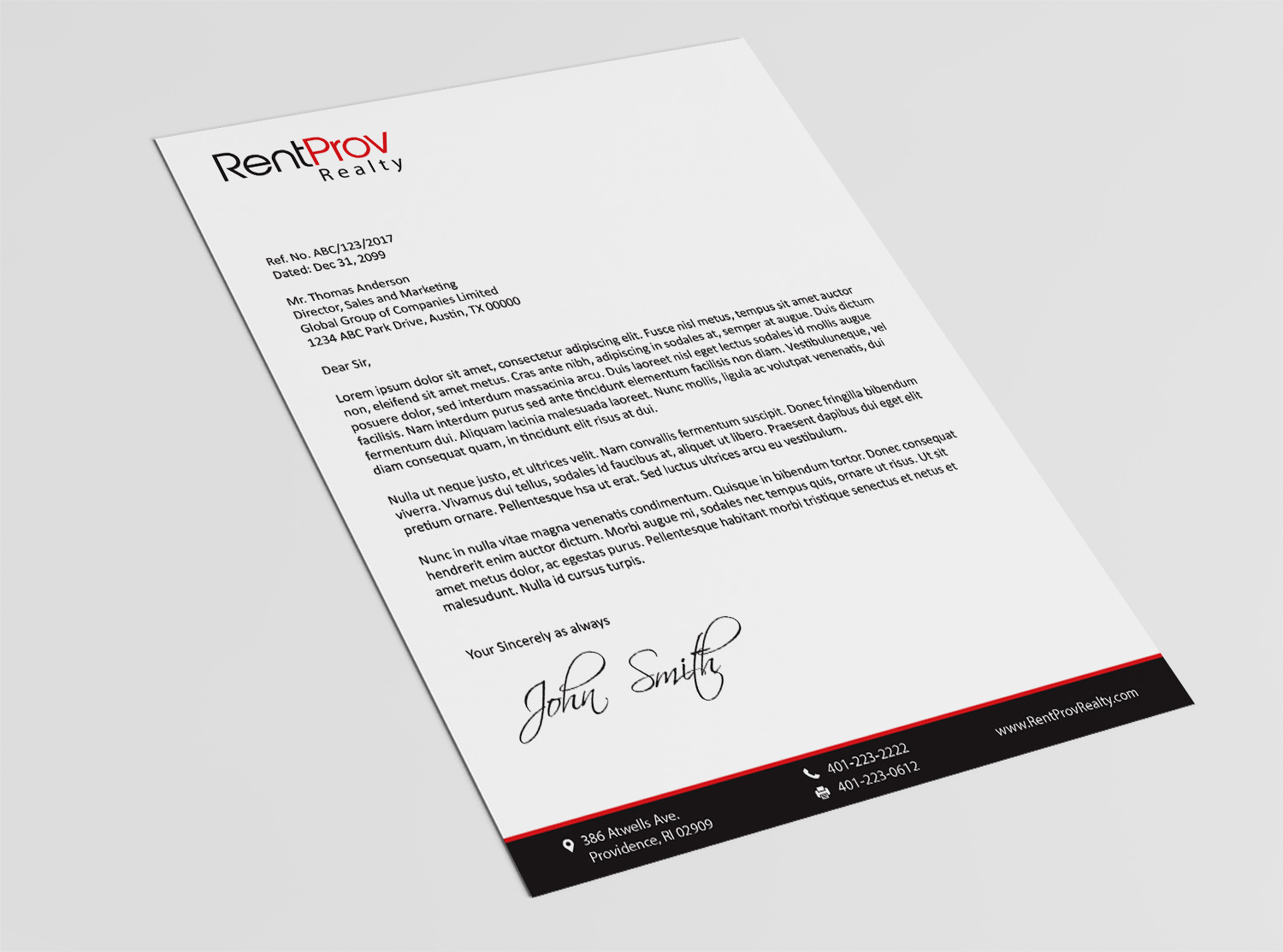 Letterhead Design by Asmi for RentProv Realty | Design #16990280
