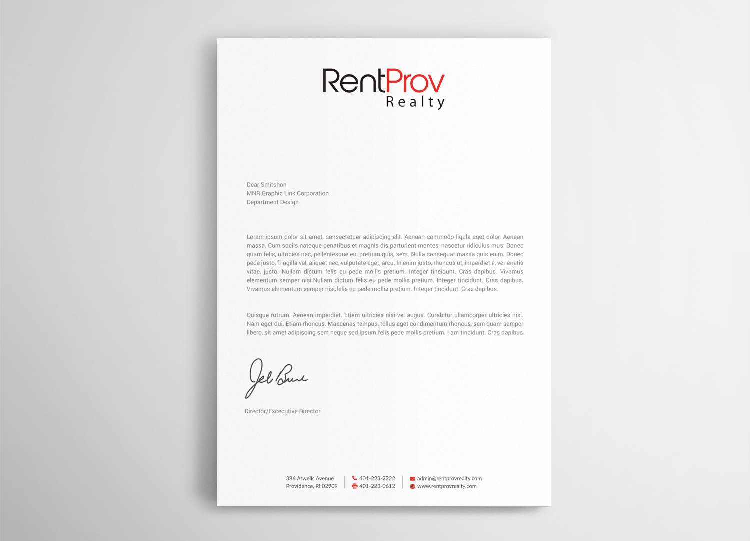 Letterhead Design by mdreyad for RentProv Realty | Design #17031303