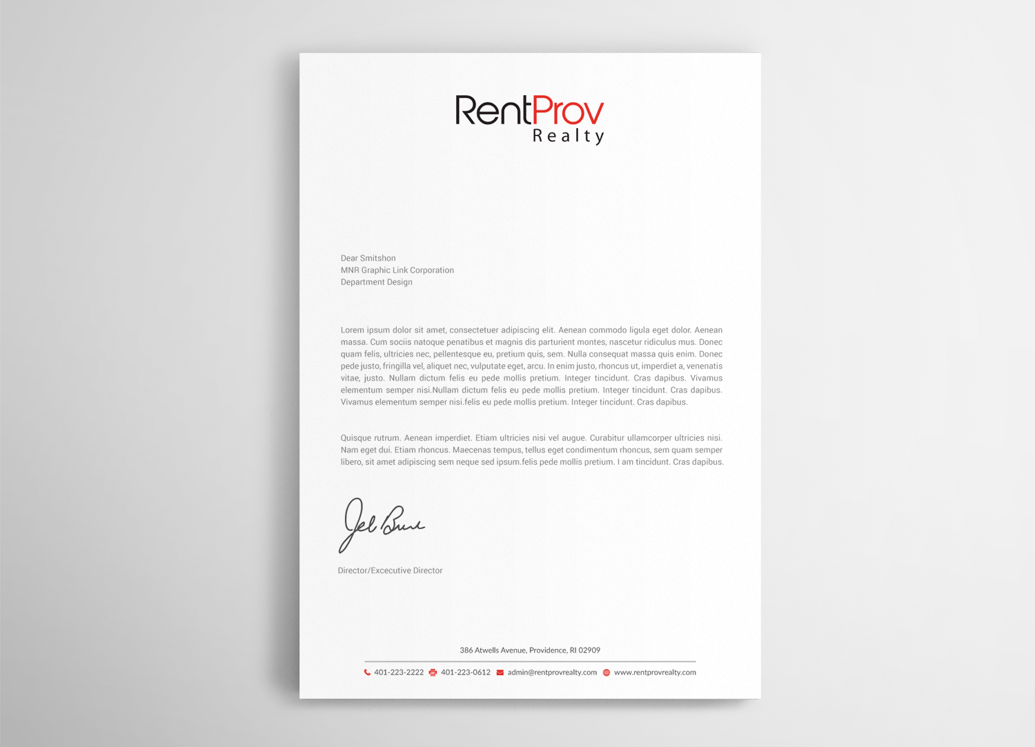 Diseño de Membrete por mdreyad para RentProv Realty | Diseño #17031650