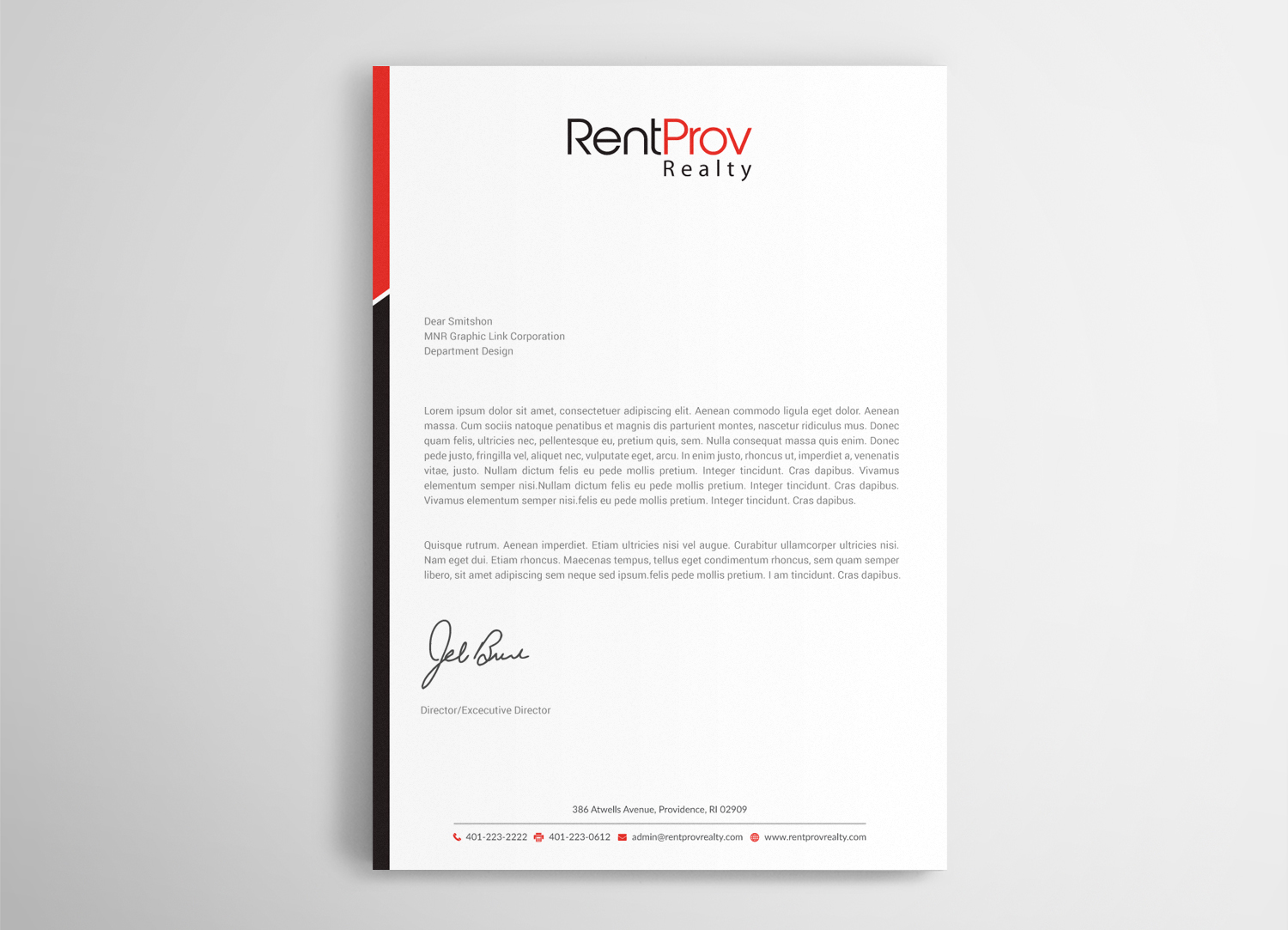 Letterhead Design by mdreyad for RentProv Realty | Design #17031680
