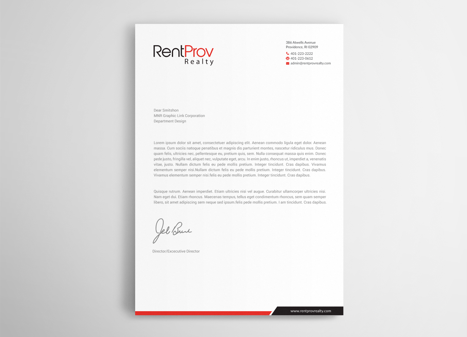 Letterhead Design by mdreyad for RentProv Realty | Design #17033485