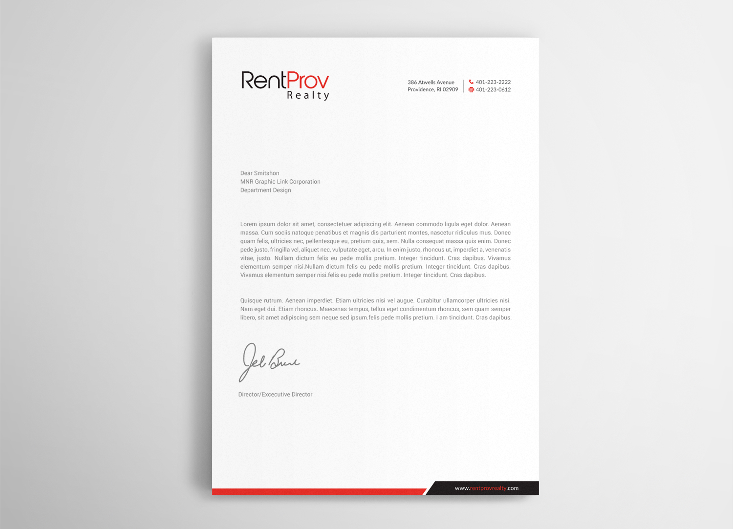 Letterhead Design by mdreyad for RentProv Realty | Design #17033706