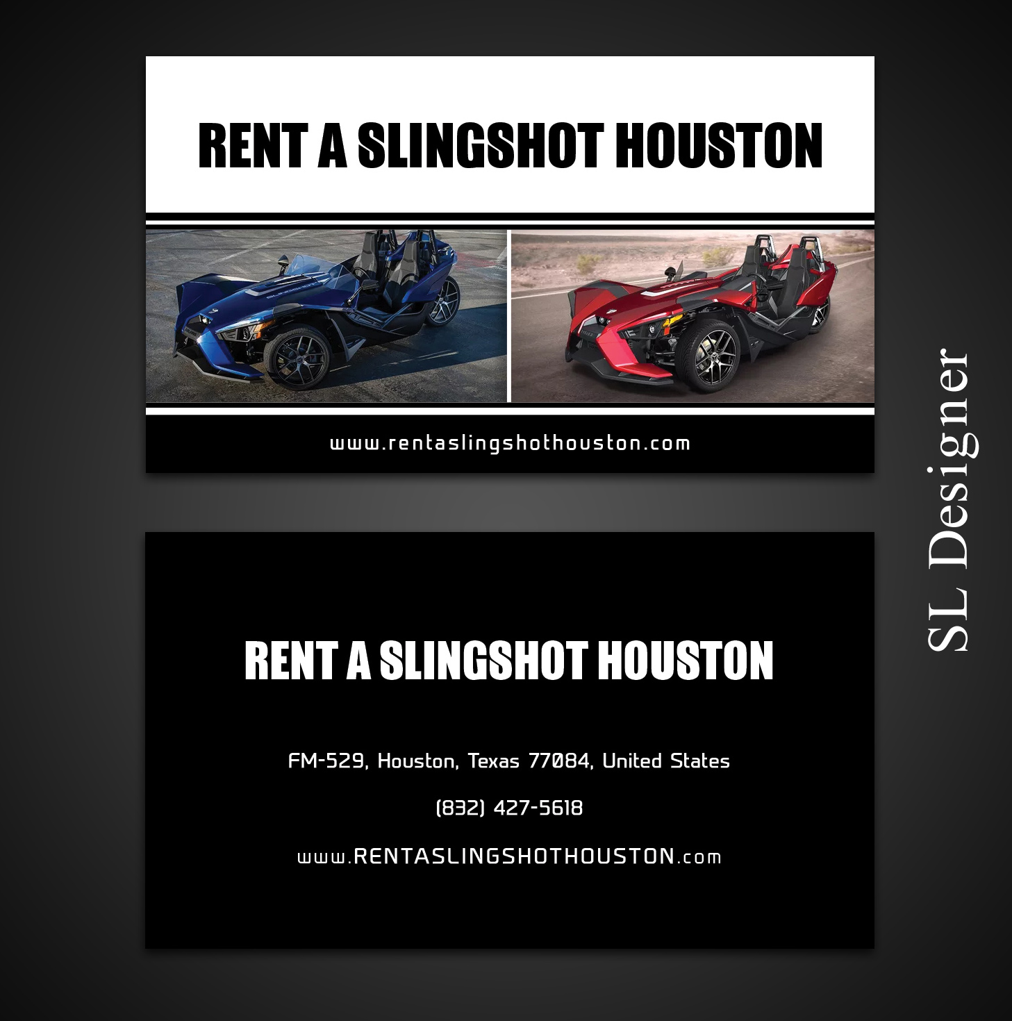 Visitenkarten-Design von SL Designer für Houston Slingshot Rental | Design #17000983