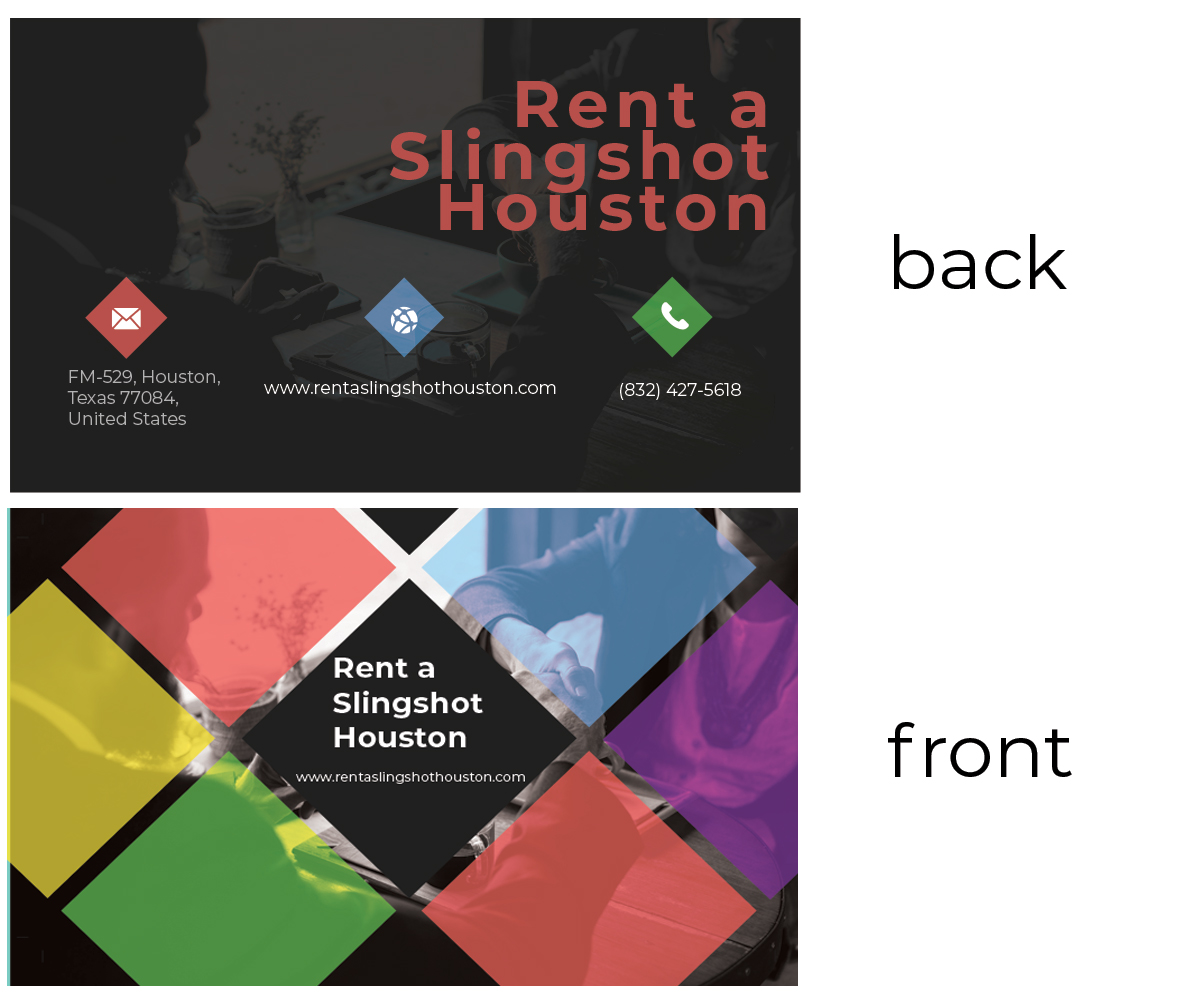 Visitenkarten-Design von Lakmal 3 für Houston Slingshot Rental | Design #16998830