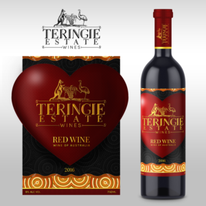 Wedding Ceremony Wine label front and back romantic Aboriginal indigenous dot art | Diseño de Empaque por SAI DESIGNS