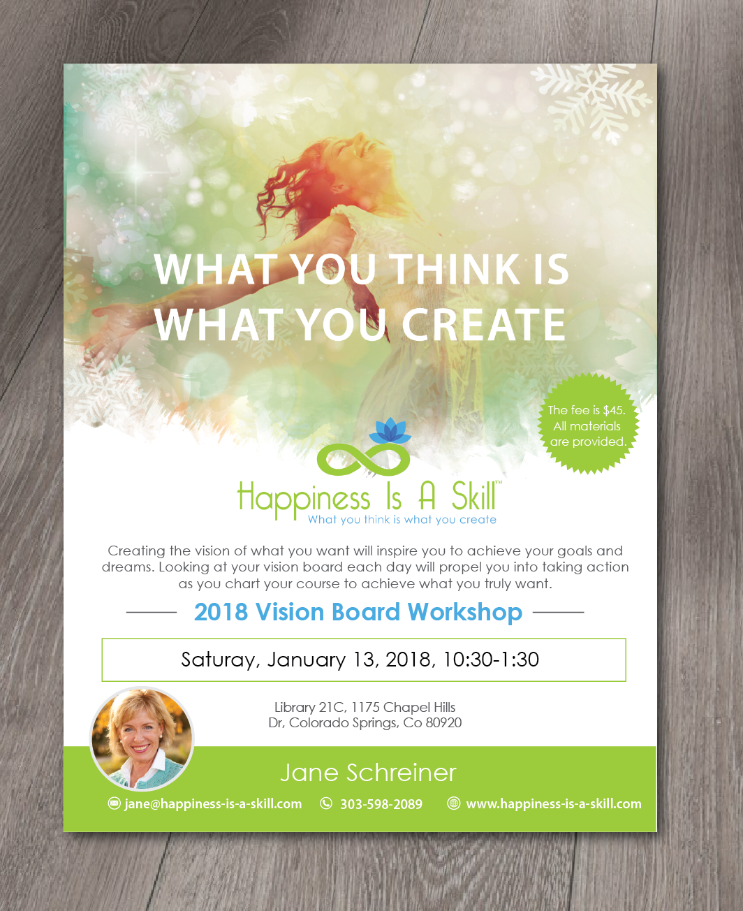 Design de Flyer par alex989 pour Happiness Is A Skill, LLC | Design #17070891