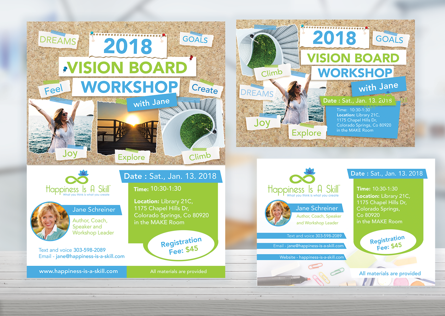 Diseño de Flyer por Kristina Andonoff para Happiness Is A Skill, LLC | Diseño #17047595