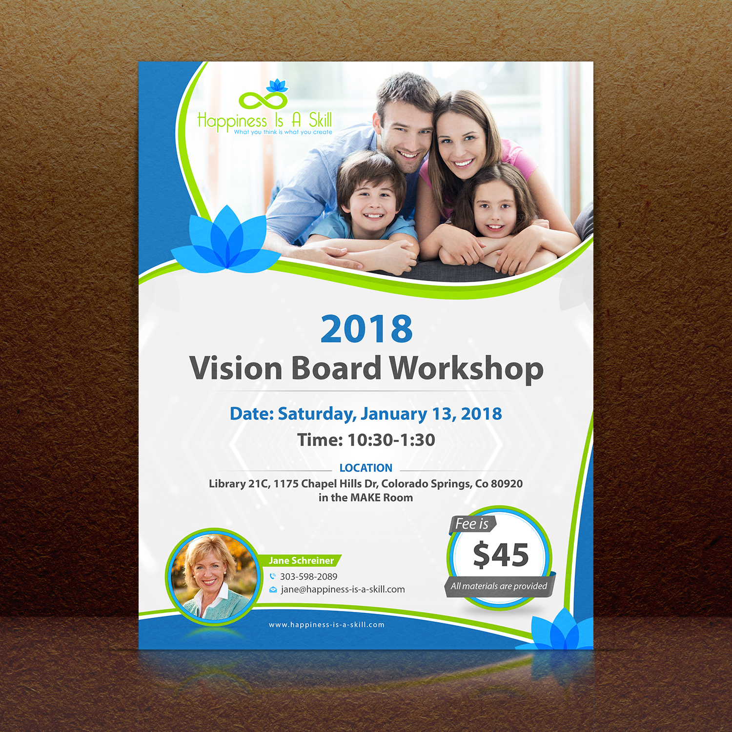 Design de Flyer par debdesign pour Happiness Is A Skill, LLC | Design #17038107