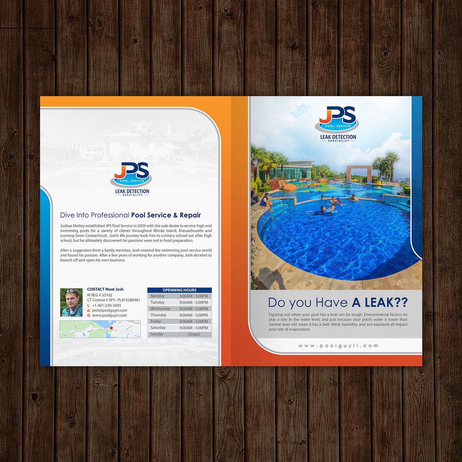 Brochure Design by debdesign for JPS POOL SERVICE | Design #17034896