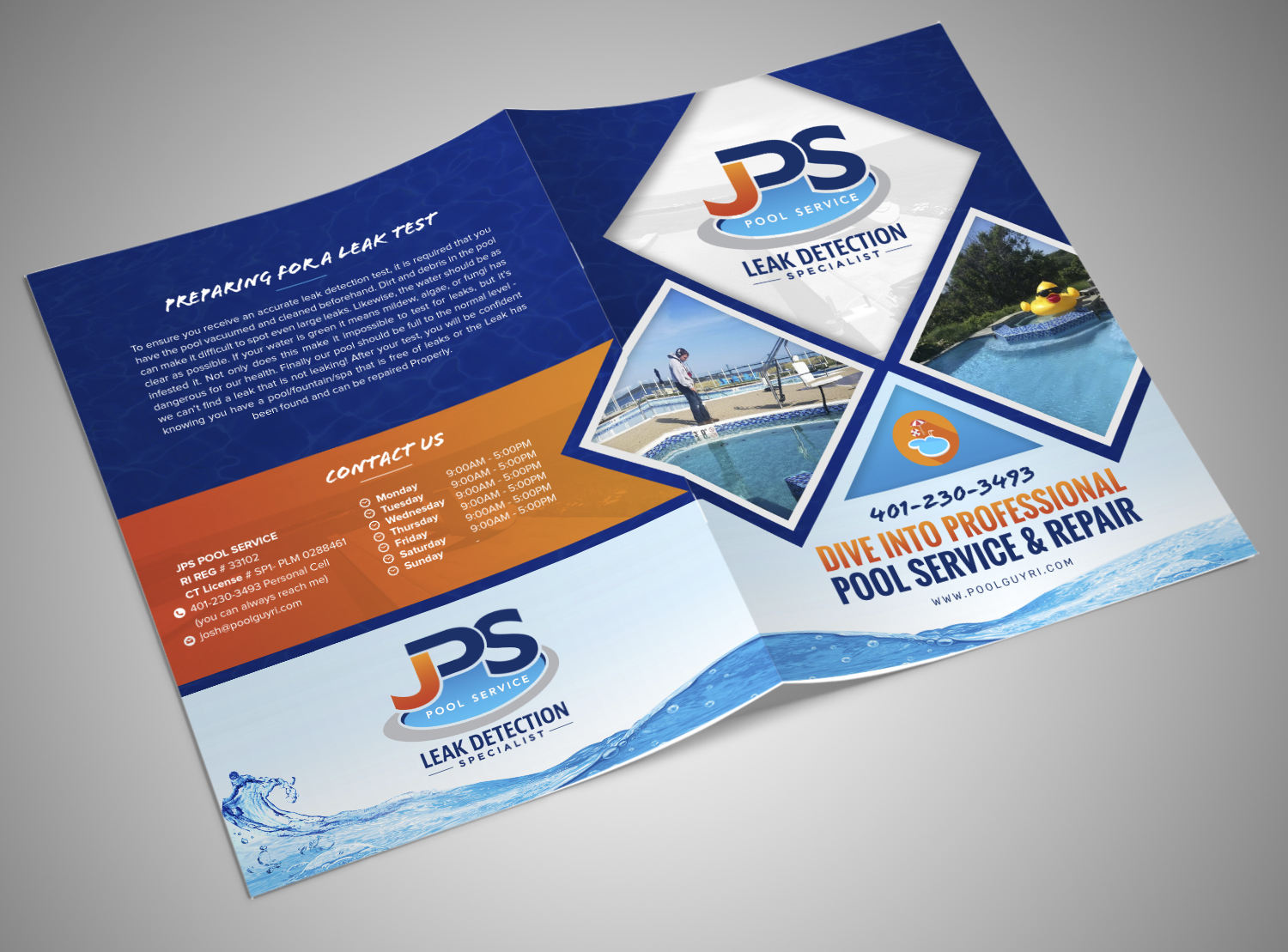 Design de Brochure par SAI DESIGNS pour JPS POOL SERVICE | Design #17052969