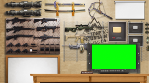 Office in Weapon Arsenal Background (Gaming Livestreamer Greenscreen Background) | Diseño de Photoshop por SAI DESIGNS