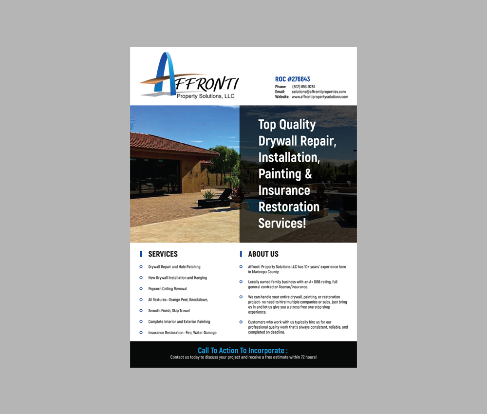 Flyer Design by kulsum.7277 for Affronti Property Solutions LLC | Design #17168299