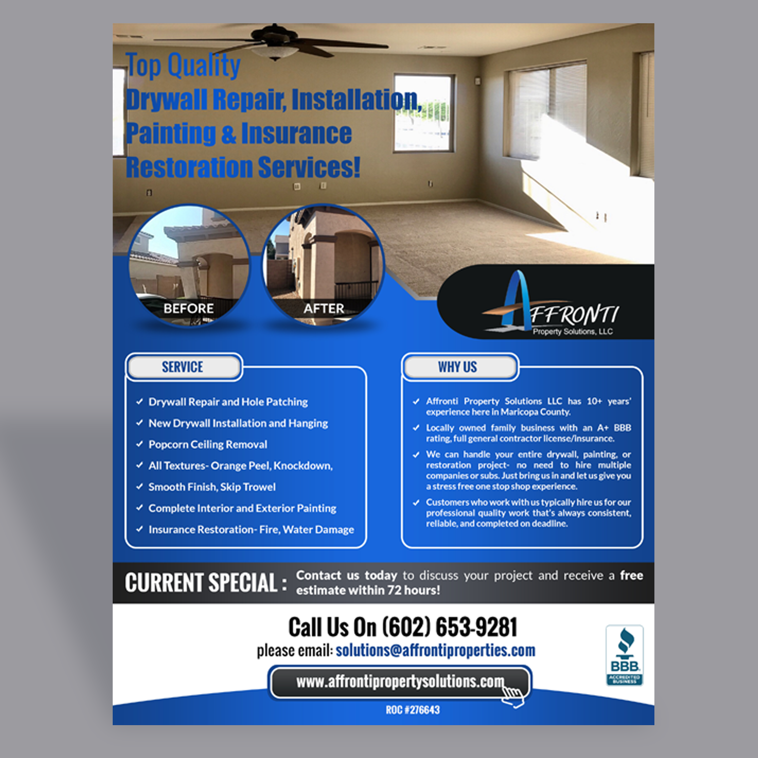 Flyer Design by Schöpfer for Affronti Property Solutions LLC | Design #17160989