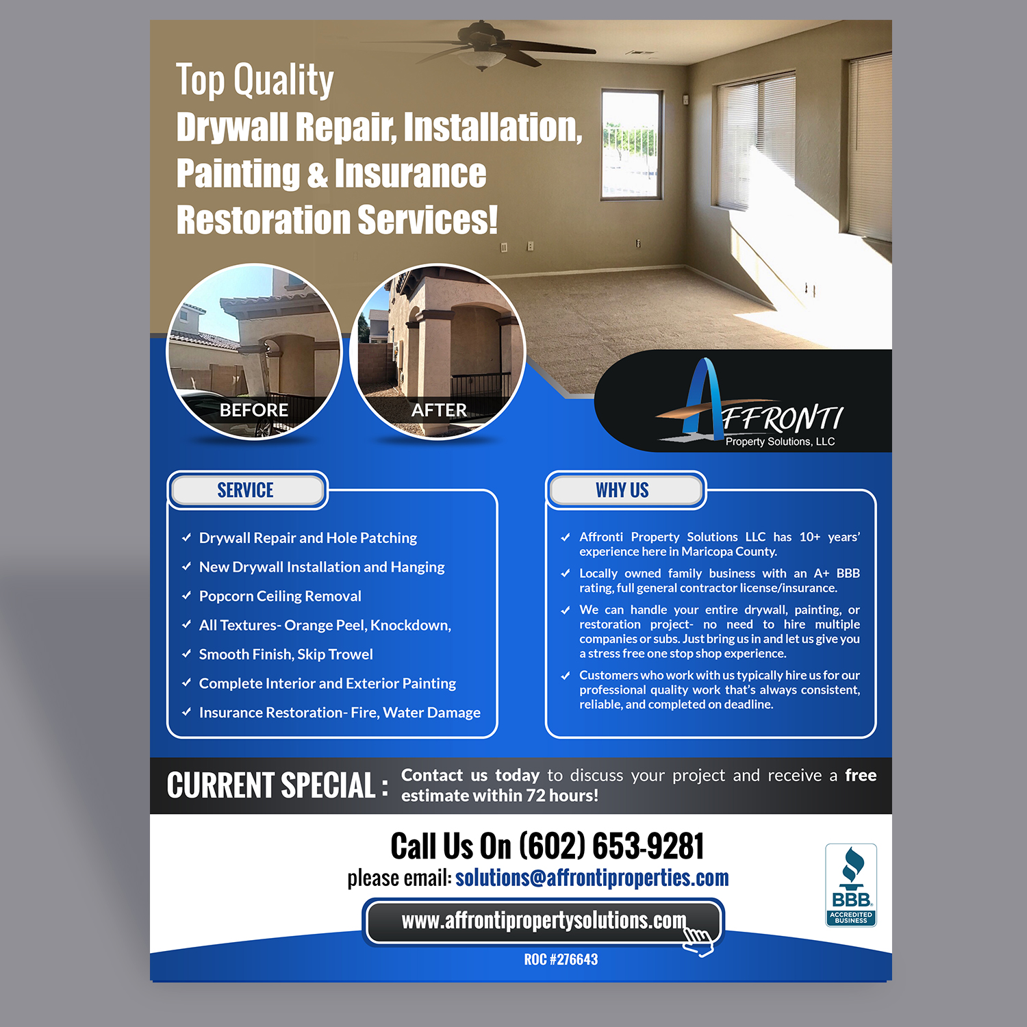 Flyer Design by Schöpfer for Affronti Property Solutions LLC | Design #17165633