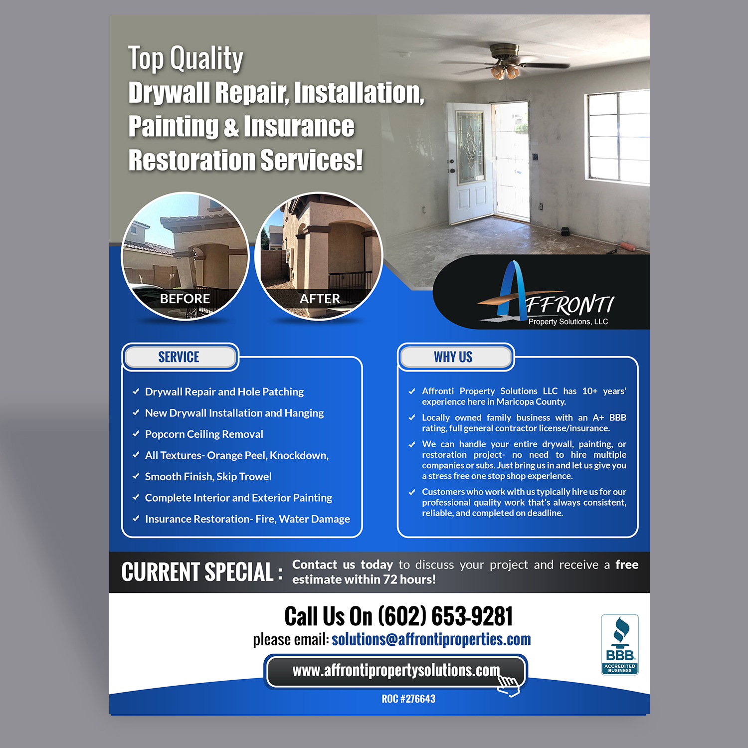 Flyer Design by Schöpfer for Affronti Property Solutions LLC | Design #17165634