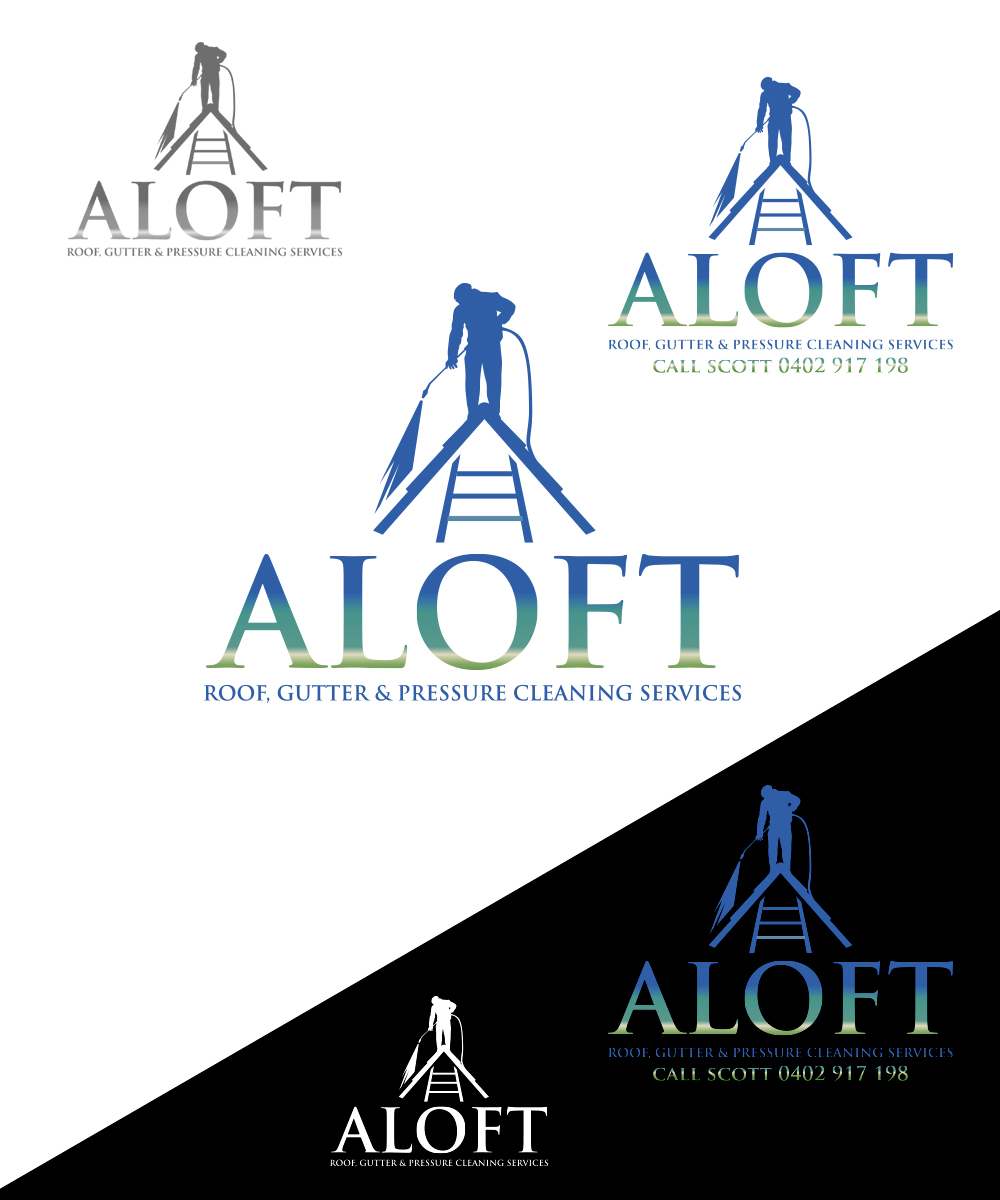 Logo Design by StudioD™ for Aloft Roof, Gutter & Pressure Cleaning Services | Design #2725223
