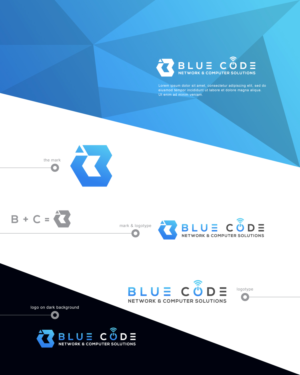 Blue Code [Network & Computer Solutions = 2nd portion of logo] | Logo Design by usman-ilyas