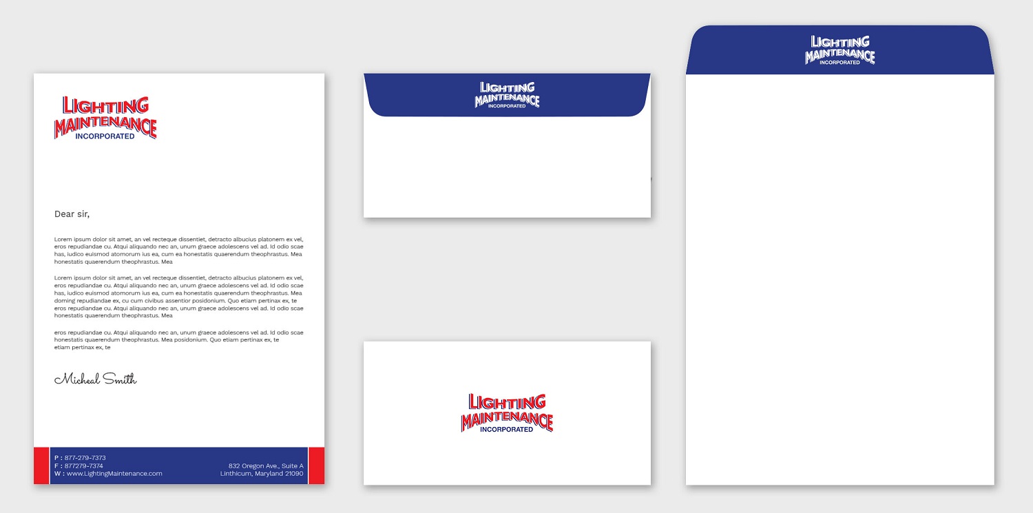 Stationery Design by Tripti Ranjan Gain for Lighting Maintenance Inc | Design #17077585