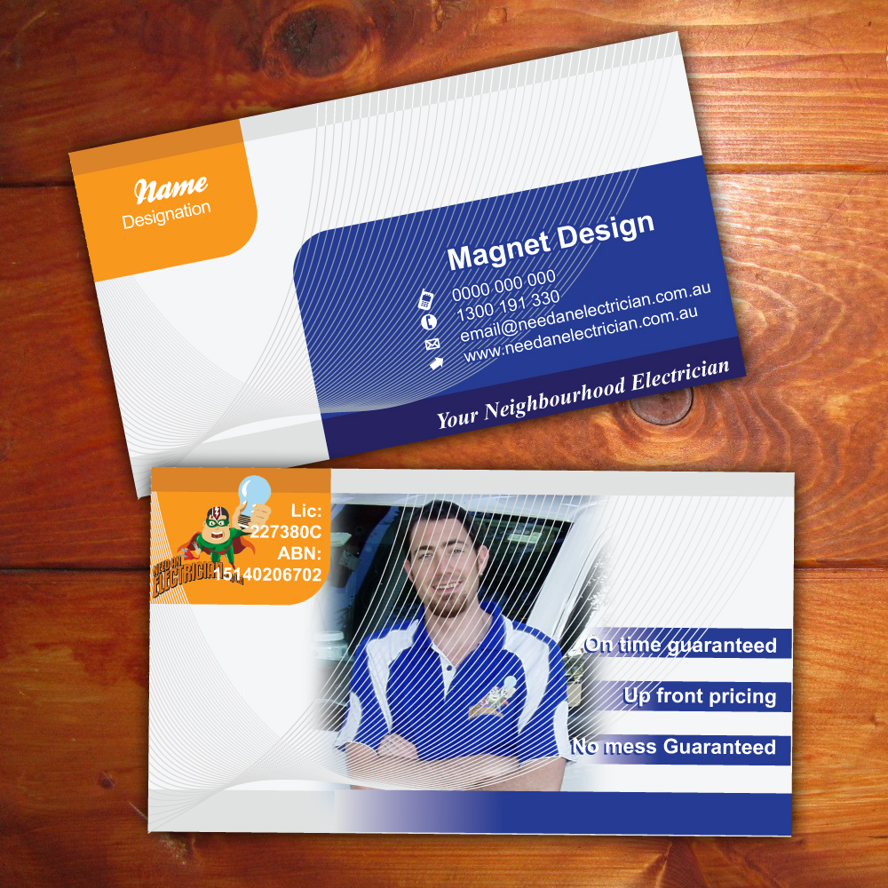 Business Card Design by visual arts for Need An Electrician Pty Ltd | Design #623252