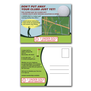 1 Under Golf New Location Postcard | Diseño de Postal por Wally_F