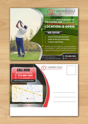 1 Under Golf New Location Postcard | Diseño de Postal por ecorokerz