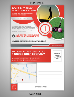 1 Under Golf New Location Postcard | Diseño de Postal por SAI DESIGNS