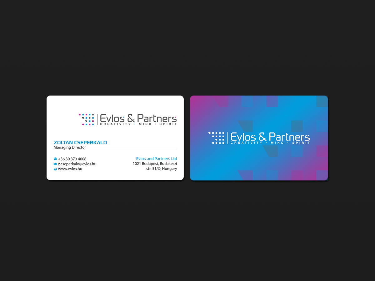 Business Card Design by Creations Box 2015 for Evlos & Partners Ltd. | Design #17124353