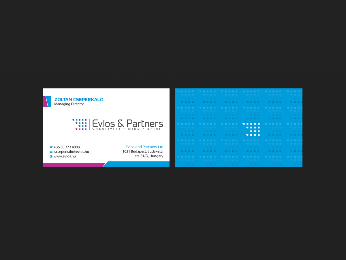 Business Card Design by Creations Box 2015 for Evlos & Partners Ltd. | Design #17124355