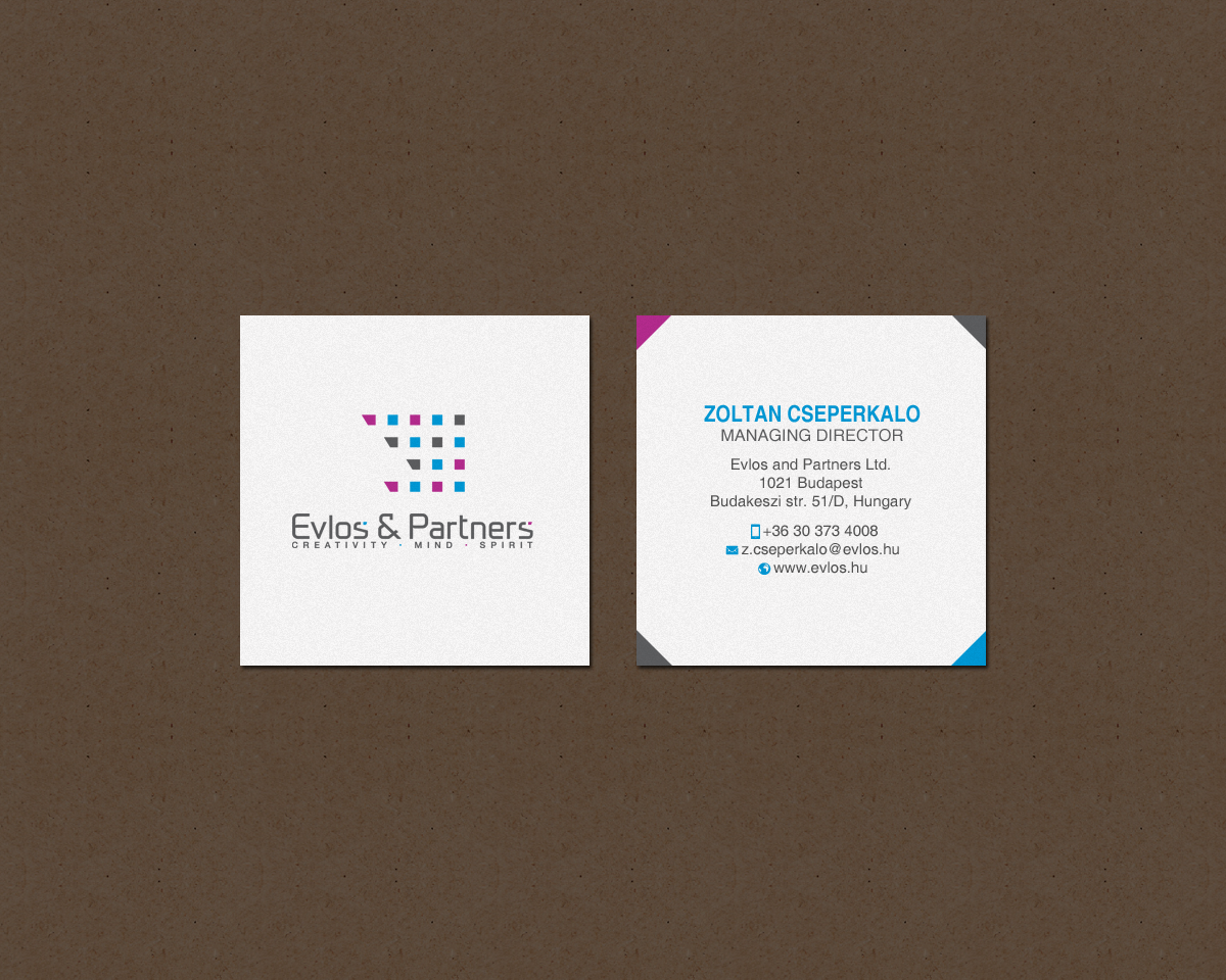 Business Card Design by chandrayaan.creative for Evlos & Partners Ltd. | Design #17122522